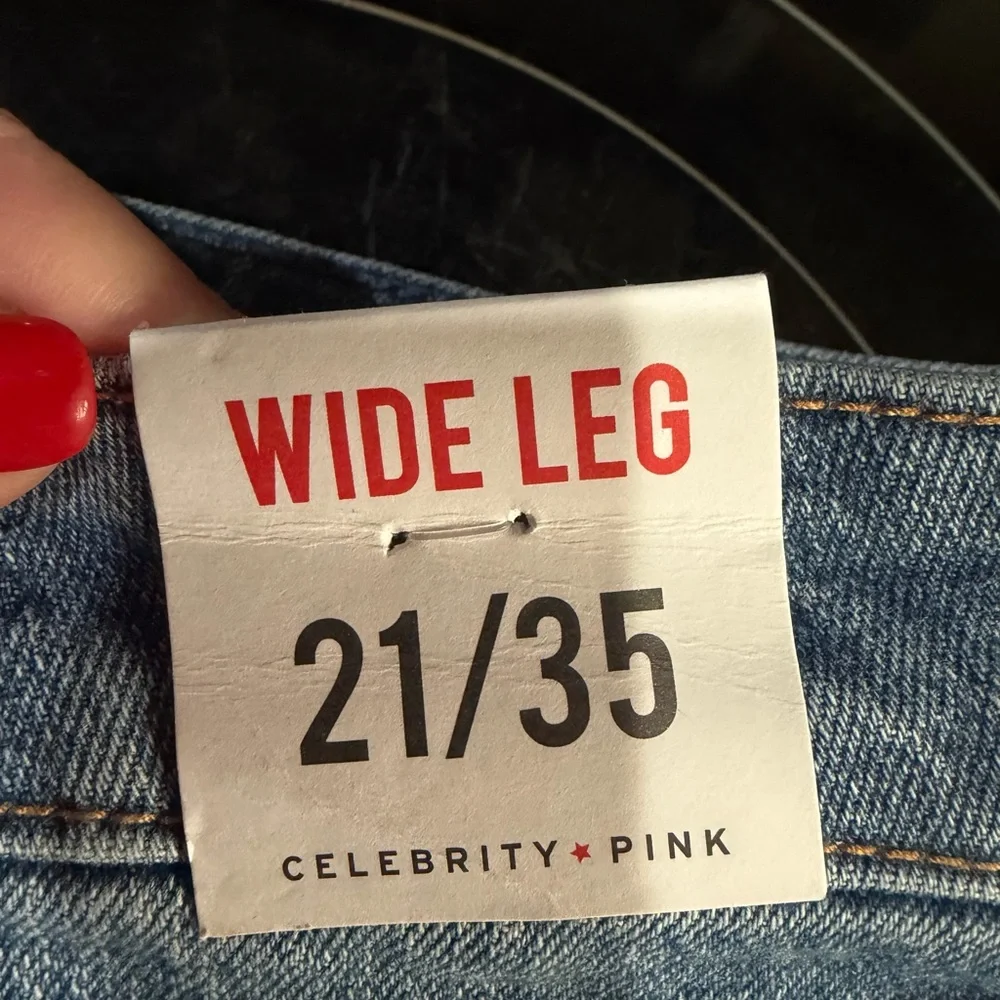 Plus Size Celebrity Pink Light Blue Wide Leg Jeans - Picture 11 of 14